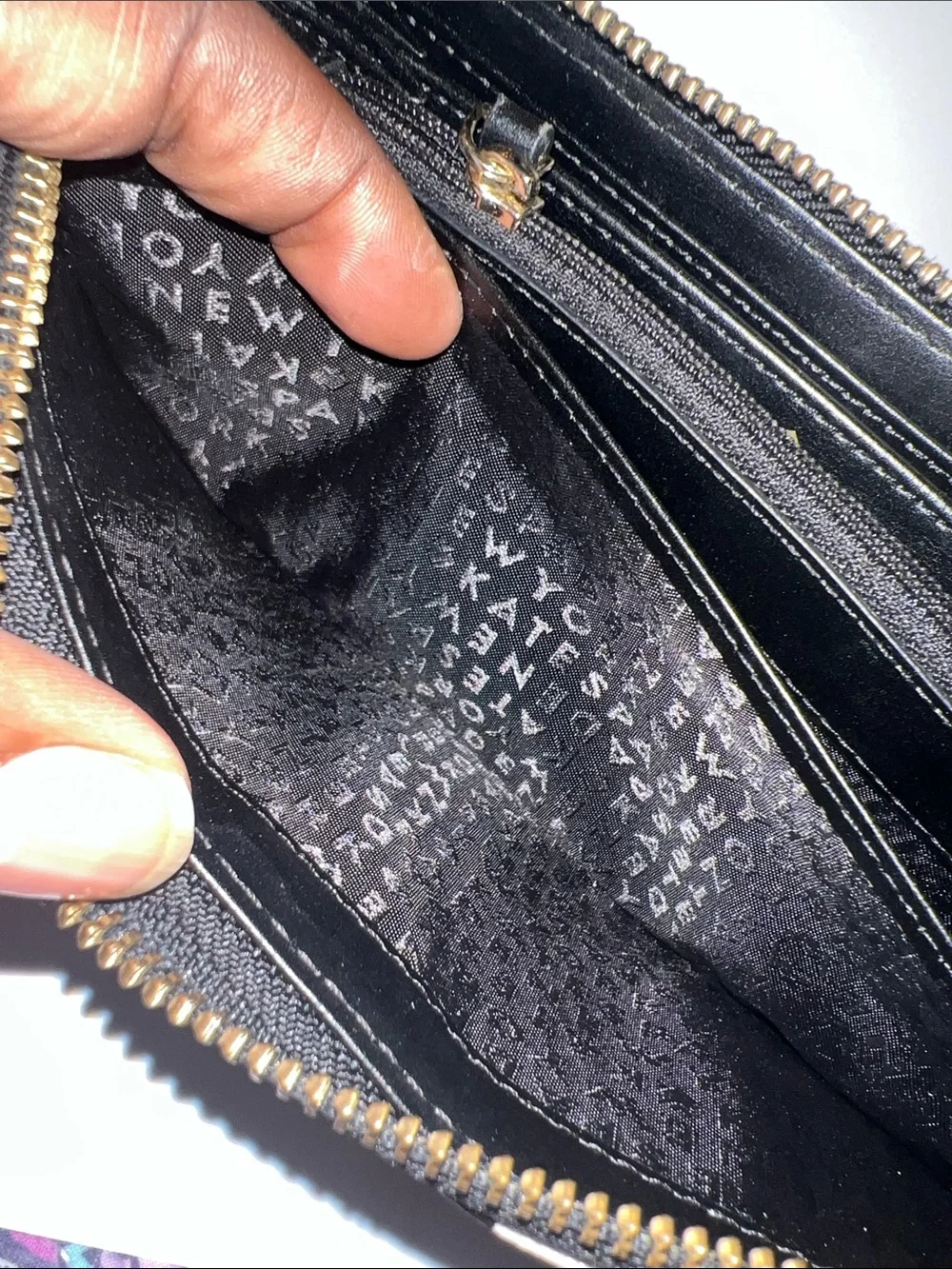 kate spade Cream and Black Checkered Zip Wallet
